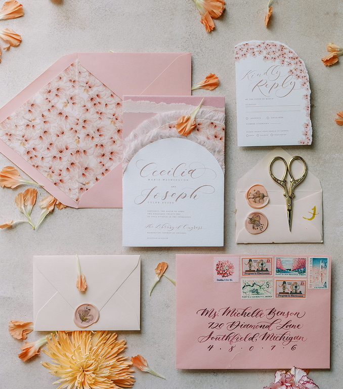 Wedding Invitation Suite Flatlay